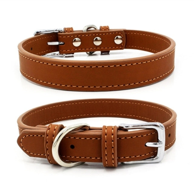 5 Colors PU Small Dogs Collars XS-M Adjustable Zinc Alloy Solid Color Puppy Collar Comfortable Durable Pets Supplies Accessories