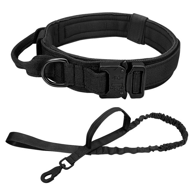 Durable Tactical Dog Collar Adjustable Nylon Military Dog Collar Leash For Medium Large Dogs German Shepherd Training Hunting