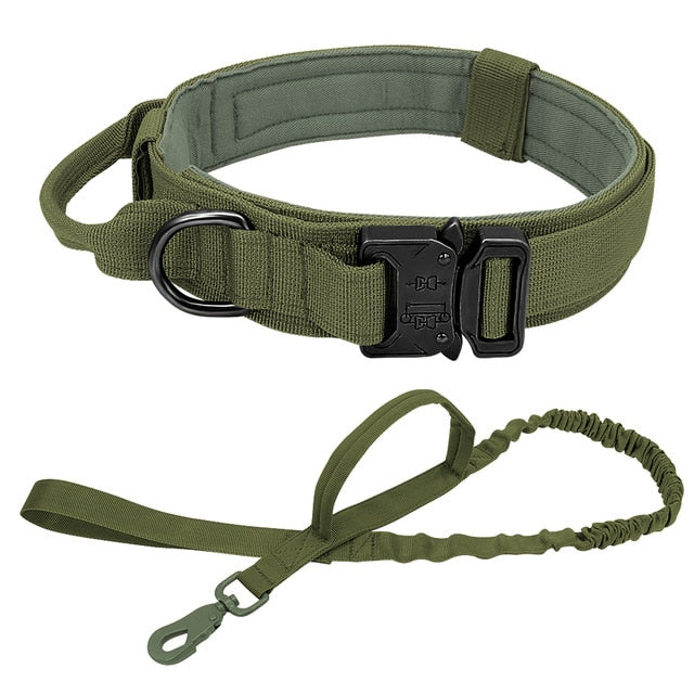 Durable Tactical Dog Collar Adjustable Nylon Military Dog Collar Leash For Medium Large Dogs German Shepherd Training Hunting