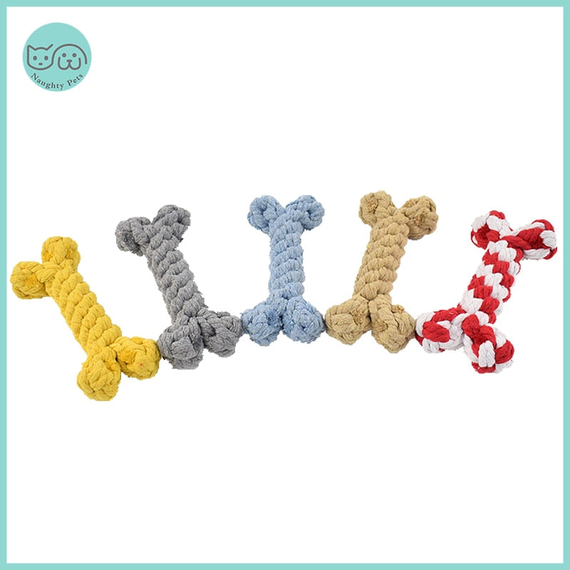 Dog Toys Cotton Bite Resistant Chew Teething Toys Puppy Braided Bones Shape Toy For Large Small Dogs Pets Accessories