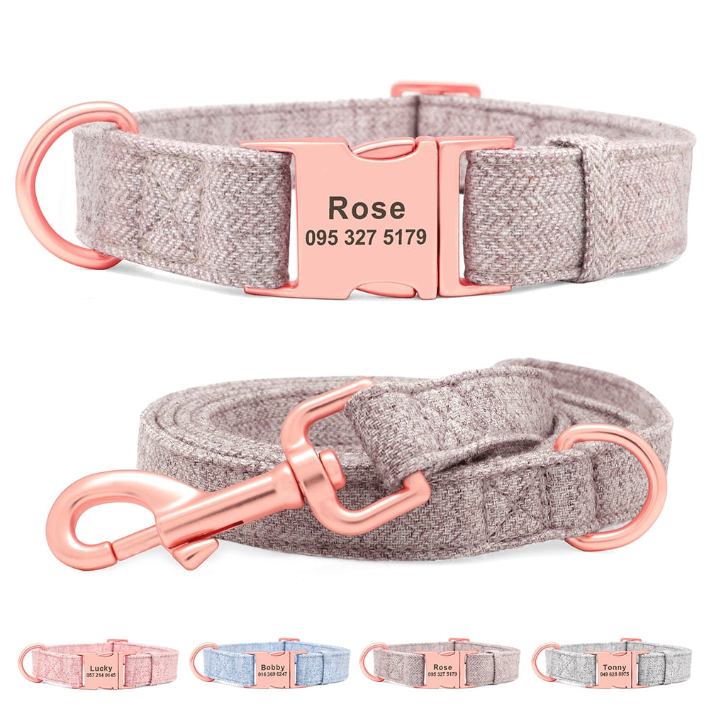Personalized Dog Collar And Leash Set Free Engraved Pet Dog ID Tag Nameplate Collars For Small Medium Large Dogs Collar