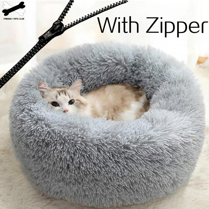 Detachable Dog Bed With Zipper  For Dogs Cats Round Mat Thicken Plush Warm Pet Bed Dropshipping