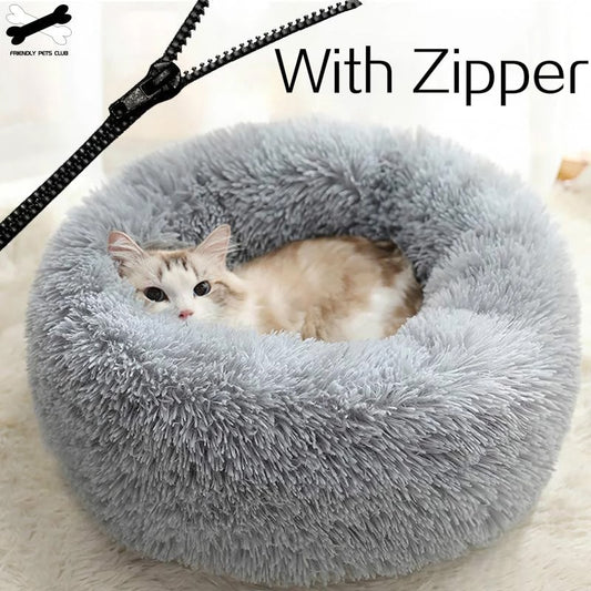 Detachable Dog Bed With Zipper  For Dogs Cats Round Mat Thicken Plush Warm Pet Bed Dropshipping