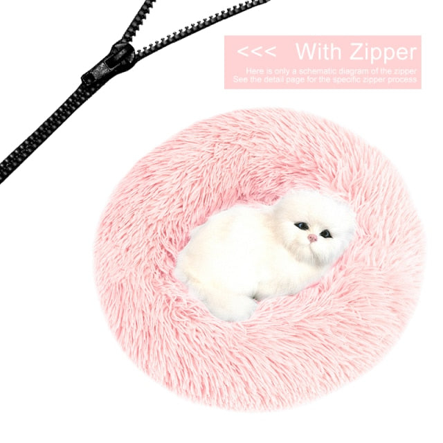 Detachable Dog Bed With Zipper  For Dogs Cats Round Mat Thicken Plush Warm Pet Bed Dropshipping