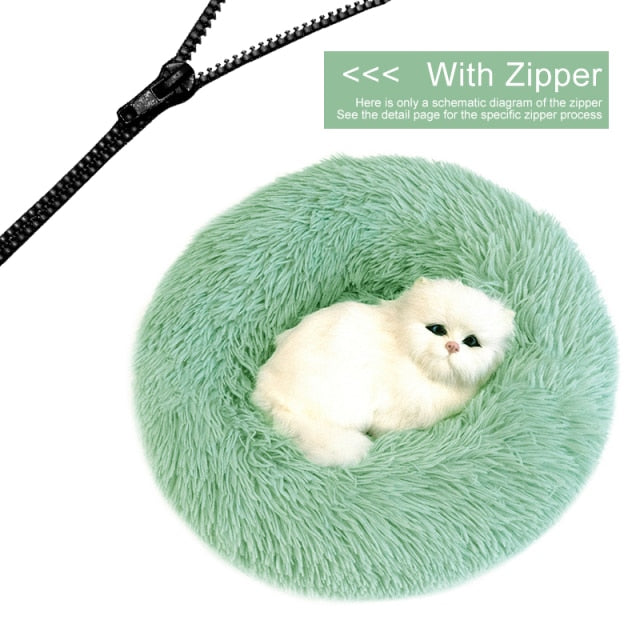 Detachable Dog Bed With Zipper  For Dogs Cats Round Mat Thicken Plush Warm Pet Bed Dropshipping