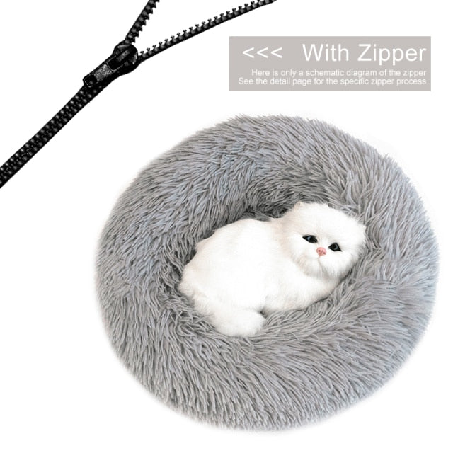 Detachable Dog Bed With Zipper  For Dogs Cats Round Mat Thicken Plush Warm Pet Bed Dropshipping