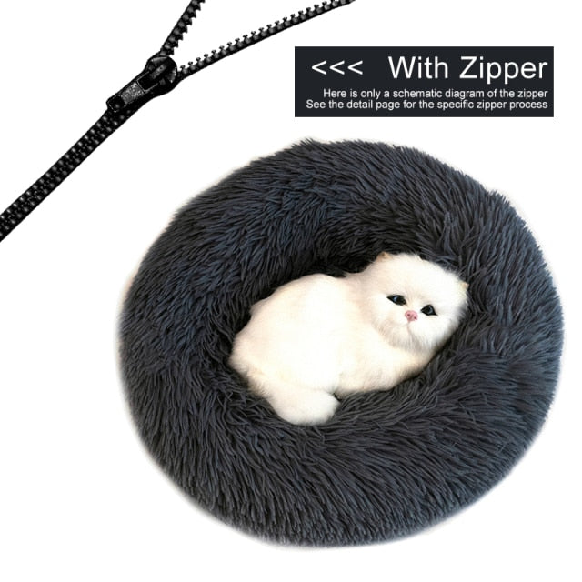 Detachable Dog Bed With Zipper  For Dogs Cats Round Mat Thicken Plush Warm Pet Bed Dropshipping