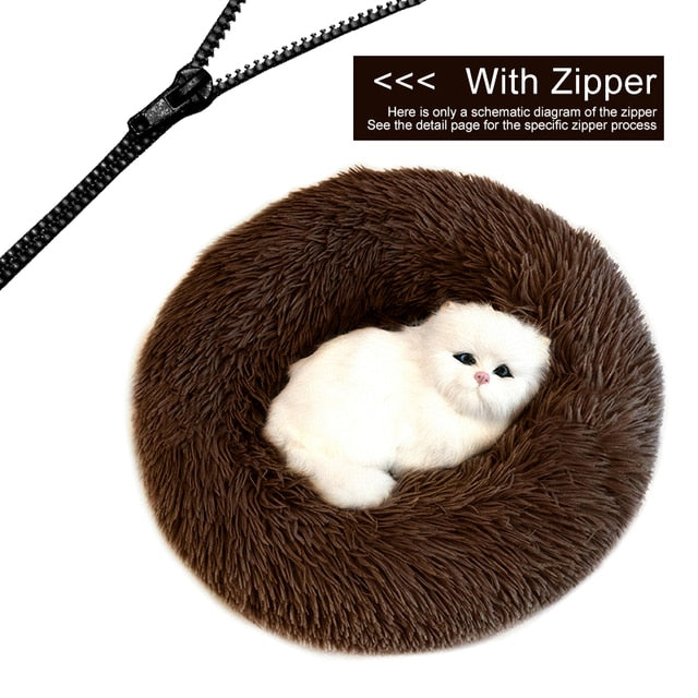 Detachable Dog Bed With Zipper  For Dogs Cats Round Mat Thicken Plush Warm Pet Bed Dropshipping
