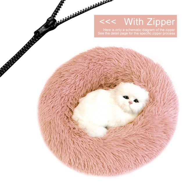Detachable Dog Bed With Zipper  For Dogs Cats Round Mat Thicken Plush Warm Pet Bed Dropshipping