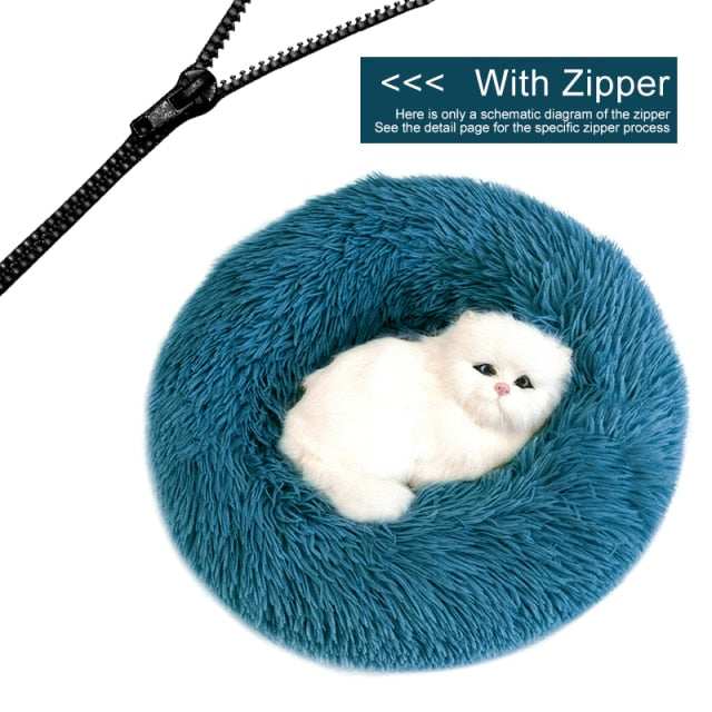 Detachable Dog Bed With Zipper  For Dogs Cats Round Mat Thicken Plush Warm Pet Bed Dropshipping