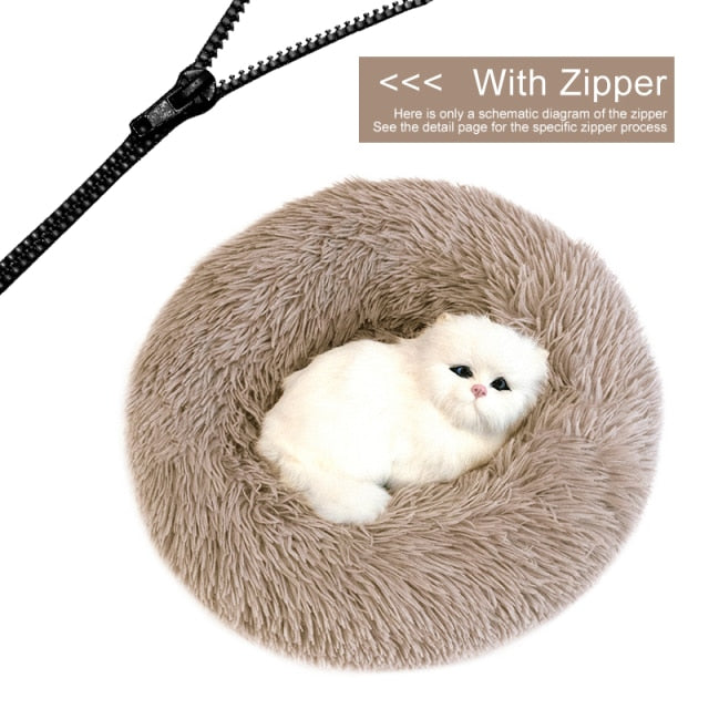 Detachable Dog Bed With Zipper  For Dogs Cats Round Mat Thicken Plush Warm Pet Bed Dropshipping