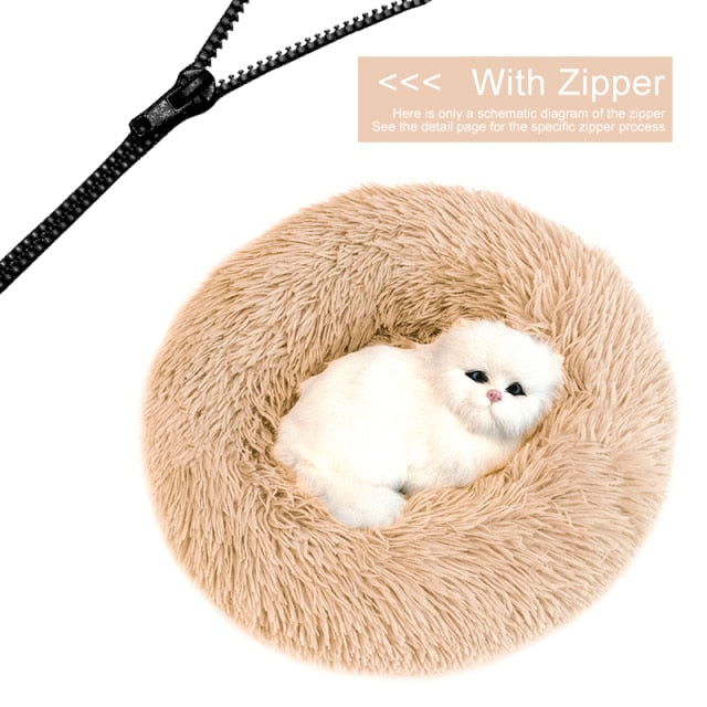 Detachable Dog Bed With Zipper  For Dogs Cats Round Mat Thicken Plush Warm Pet Bed Dropshipping