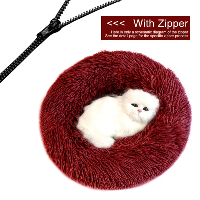 Detachable Dog Bed With Zipper  For Dogs Cats Round Mat Thicken Plush Warm Pet Bed Dropshipping