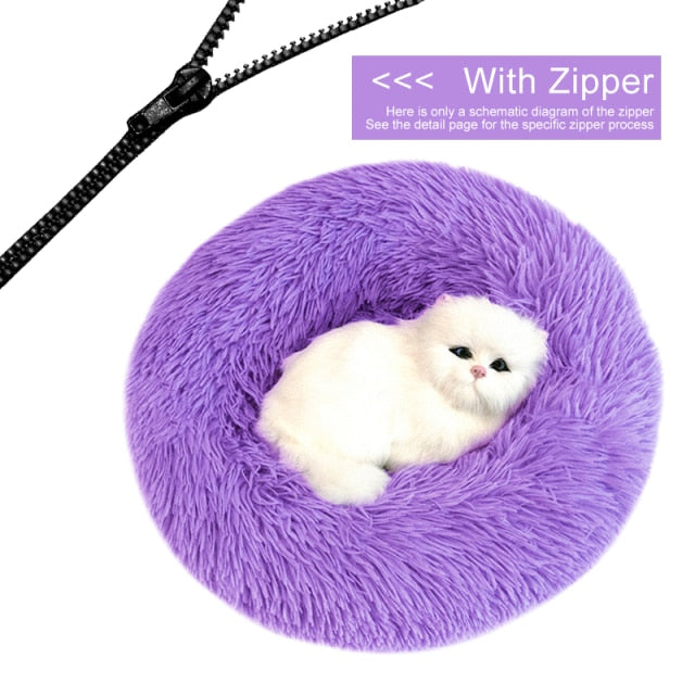 Detachable Dog Bed With Zipper  For Dogs Cats Round Mat Thicken Plush Warm Pet Bed Dropshipping