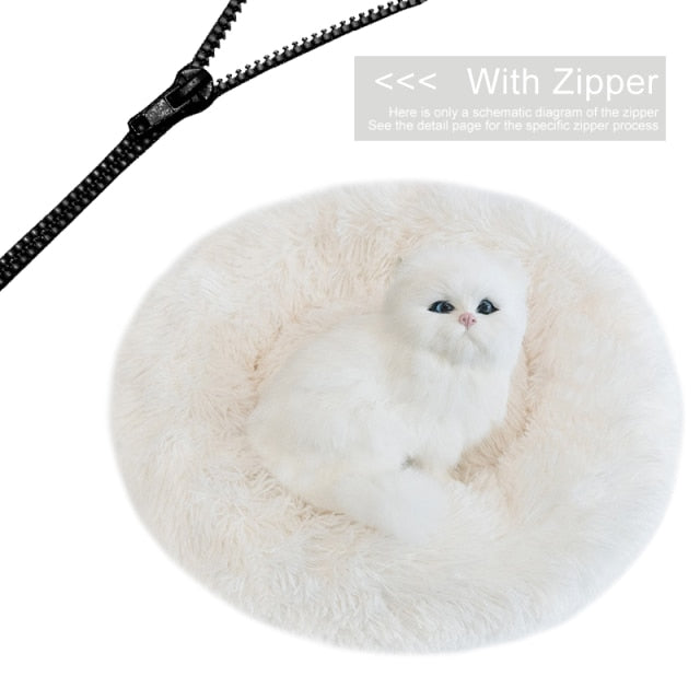 Detachable Dog Bed With Zipper  For Dogs Cats Round Mat Thicken Plush Warm Pet Bed Dropshipping