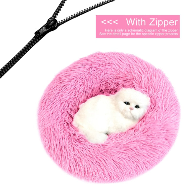 Detachable Dog Bed With Zipper  For Dogs Cats Round Mat Thicken Plush Warm Pet Bed Dropshipping