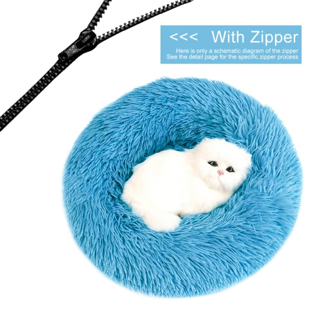 Detachable Dog Bed With Zipper  For Dogs Cats Round Mat Thicken Plush Warm Pet Bed Dropshipping