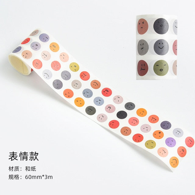 Kawaii Expression Bear Washi Tape Decorative Adhesive Dot Masking Tape Stickers Scrapbooking DIY Stationery Tape School Supplies