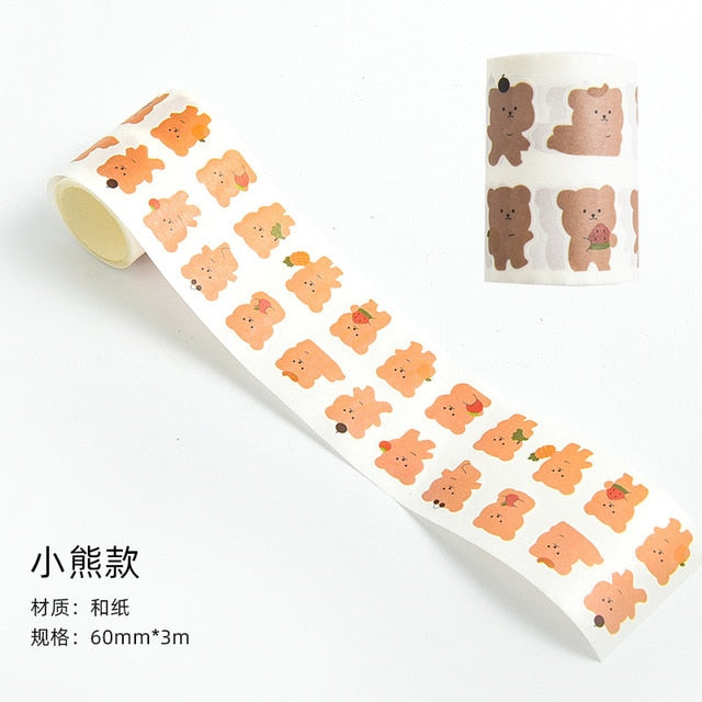 Kawaii Expression Bear Washi Tape Decorative Adhesive Dot Masking Tape Stickers Scrapbooking DIY Stationery Tape School Supplies