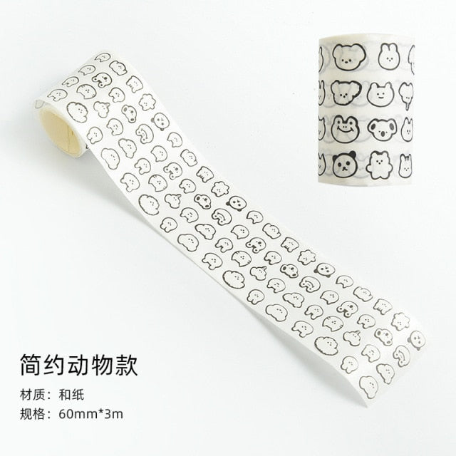 Kawaii Expression Bear Washi Tape Decorative Adhesive Dot Masking Tape Stickers Scrapbooking DIY Stationery Tape School Supplies