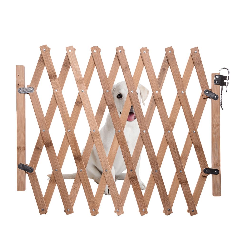 Protection Stretchable Pet Dog Gate Fence Wooden Fence Retractable Baby Safety Gate Adjustable For Dog Supplies Sliding Door