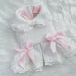 Cute Princess Dog Clothes Knitted Coat Dress Winter Pink Yellow Beige Plush Lapel Tutu Dresses With Bow Tie Dog Jacket For Girls