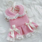 Cute Princess Dog Clothes Knitted Coat Dress Winter Pink Yellow Beige Plush Lapel Tutu Dresses With Bow Tie Dog Jacket For Girls