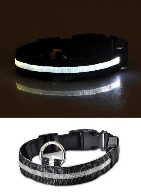 Nylon LED Pet Dog Collar,Night Safety Flashing Glow In The Dark Dog Leash,Dogs Luminous Fluorescent Collars Pet Supplies