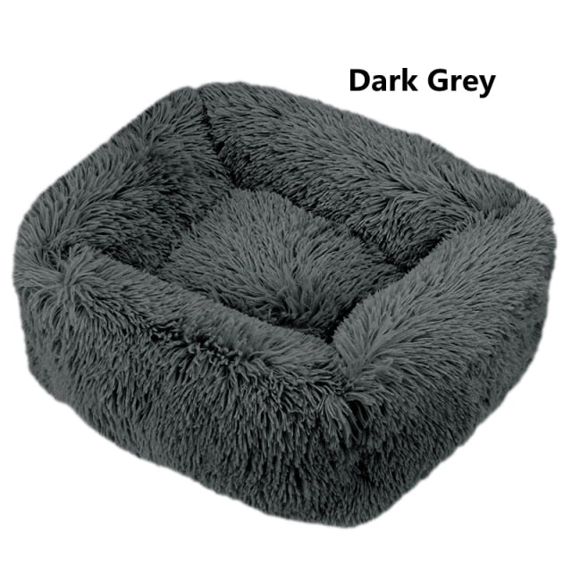 Square Dog Bed Long Plush Solid Color Pet Beds Cat Mat For Little Medium Large Pets Super Soft Winter Warm Sleeping Mats