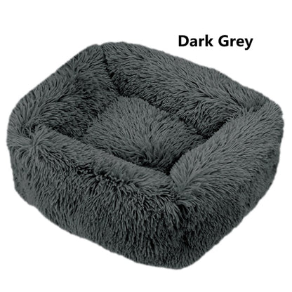 Square Dog Bed Long Plush Solid Color Pet Beds Cat Mat For Little Medium Large Pets Super Soft Winter Warm Sleeping Mats