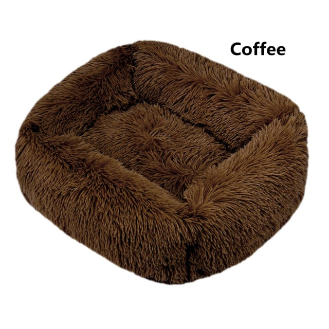 Square Dog Bed Long Plush Solid Color Pet Beds Cat Mat For Little Medium Large Pets Super Soft Winter Warm Sleeping Mats
