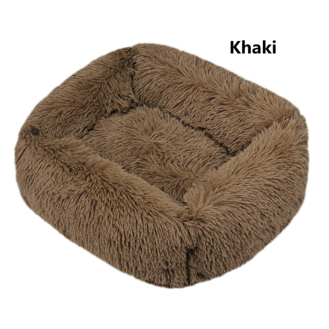 Square Dog Bed Long Plush Solid Color Pet Beds Cat Mat For Little Medium Large Pets Super Soft Winter Warm Sleeping Mats