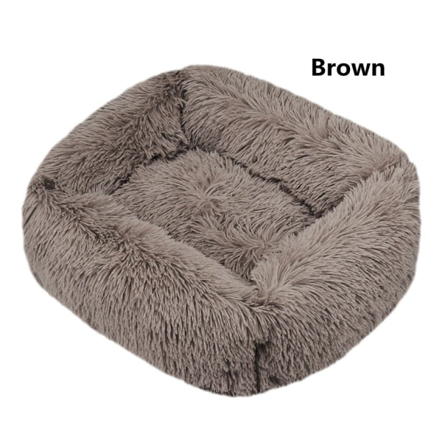 Square Dog Bed Long Plush Solid Color Pet Beds Cat Mat For Little Medium Large Pets Super Soft Winter Warm Sleeping Mats