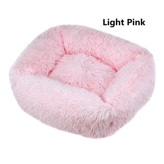 Square Dog Bed Long Plush Solid Color Pet Beds Cat Mat For Little Medium Large Pets Super Soft Winter Warm Sleeping Mats