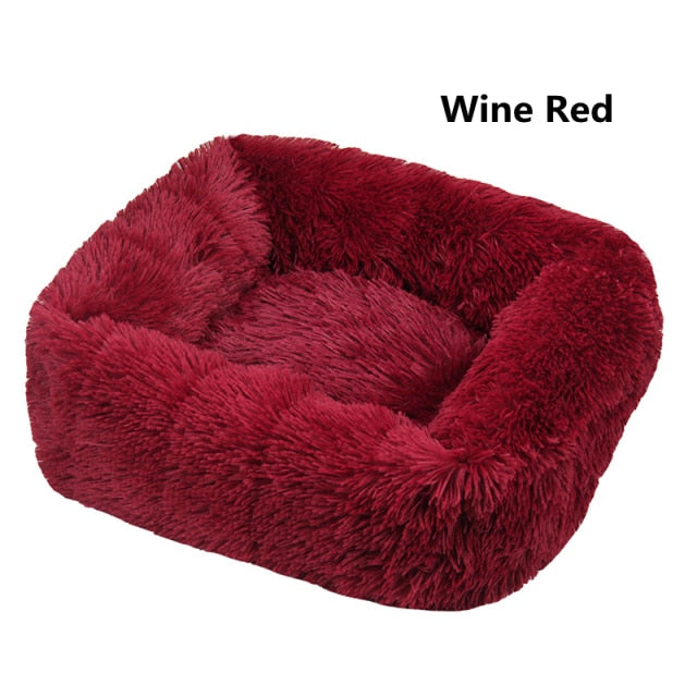 Square Dog Bed Long Plush Solid Color Pet Beds Cat Mat For Little Medium Large Pets Super Soft Winter Warm Sleeping Mats