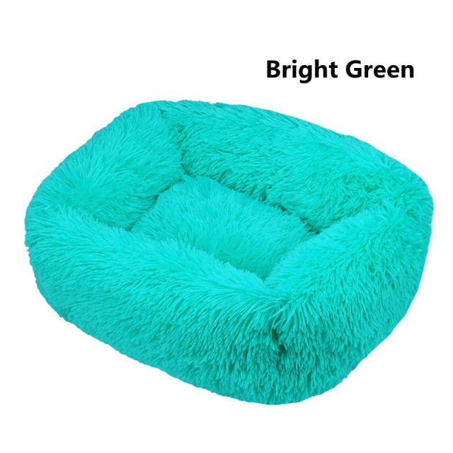 Square Dog Bed Long Plush Solid Color Pet Beds Cat Mat For Little Medium Large Pets Super Soft Winter Warm Sleeping Mats