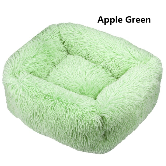 Square Dog Bed Long Plush Solid Color Pet Beds Cat Mat For Little Medium Large Pets Super Soft Winter Warm Sleeping Mats