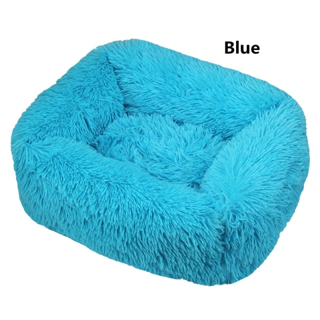 Square Dog Bed Long Plush Solid Color Pet Beds Cat Mat For Little Medium Large Pets Super Soft Winter Warm Sleeping Mats