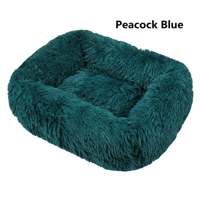 Square Dog Bed Long Plush Solid Color Pet Beds Cat Mat For Little Medium Large Pets Super Soft Winter Warm Sleeping Mats