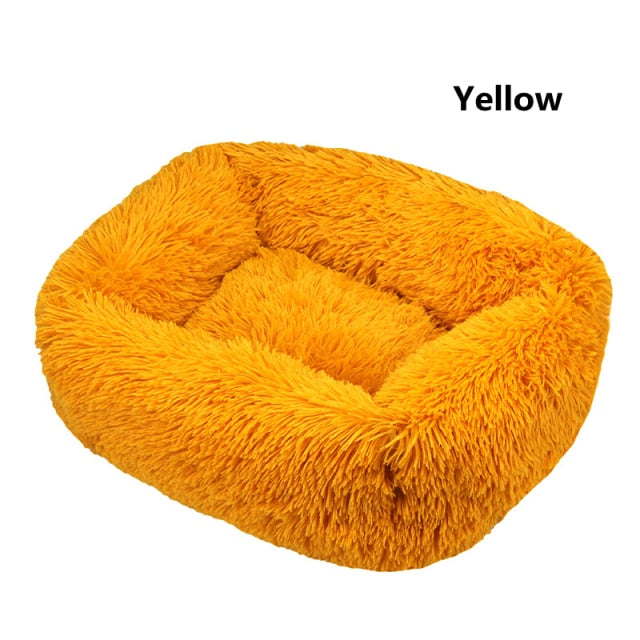 Square Dog Bed Long Plush Solid Color Pet Beds Cat Mat For Little Medium Large Pets Super Soft Winter Warm Sleeping Mats