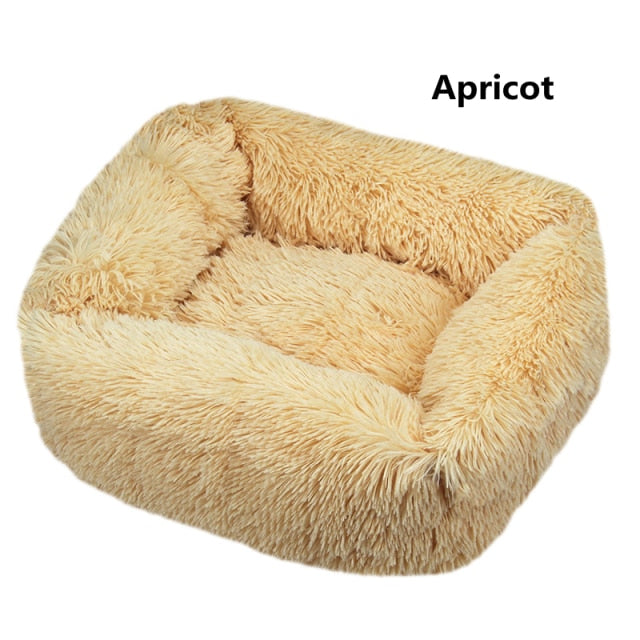 Square Dog Bed Long Plush Solid Color Pet Beds Cat Mat For Little Medium Large Pets Super Soft Winter Warm Sleeping Mats