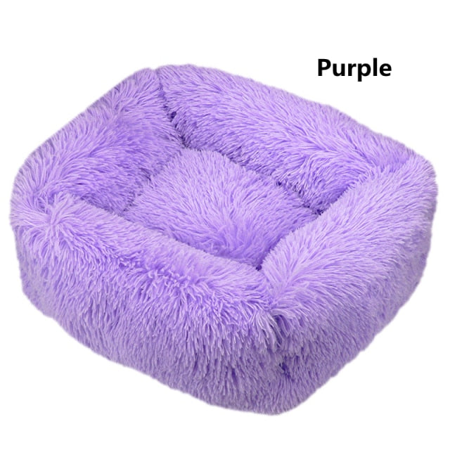 Square Dog Bed Long Plush Solid Color Pet Beds Cat Mat For Little Medium Large Pets Super Soft Winter Warm Sleeping Mats