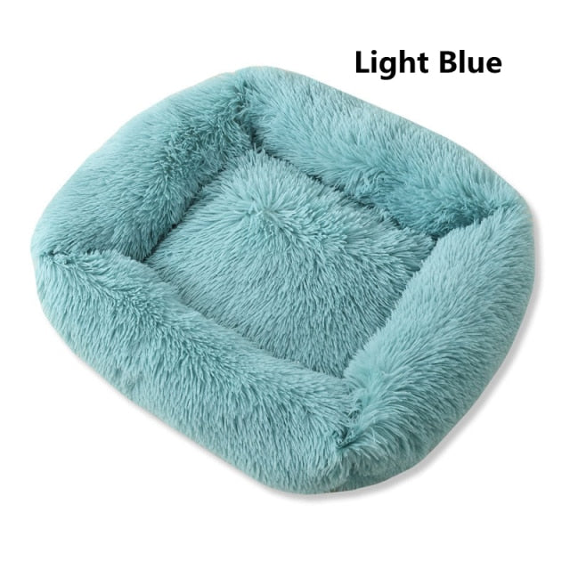 Square Dog Bed Long Plush Solid Color Pet Beds Cat Mat For Little Medium Large Pets Super Soft Winter Warm Sleeping Mats