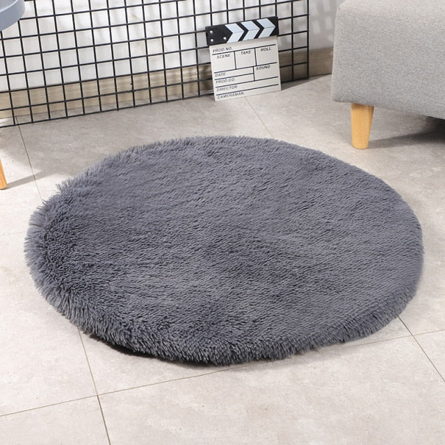 Round Dog Bed Mats Fluffy Fleece Pet Bed Sofa Mat For Dogs Cats Warm Sleeping Blanket Long Plush Puppy Cushion Dog Accessories