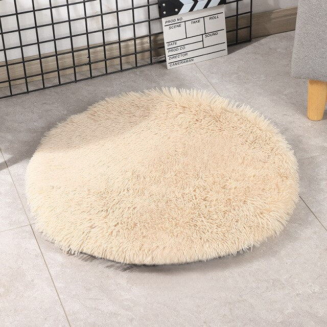 Round Dog Bed Mats Fluffy Fleece Pet Bed Sofa Mat For Dogs Cats Warm Sleeping Blanket Long Plush Puppy Cushion Dog Accessories