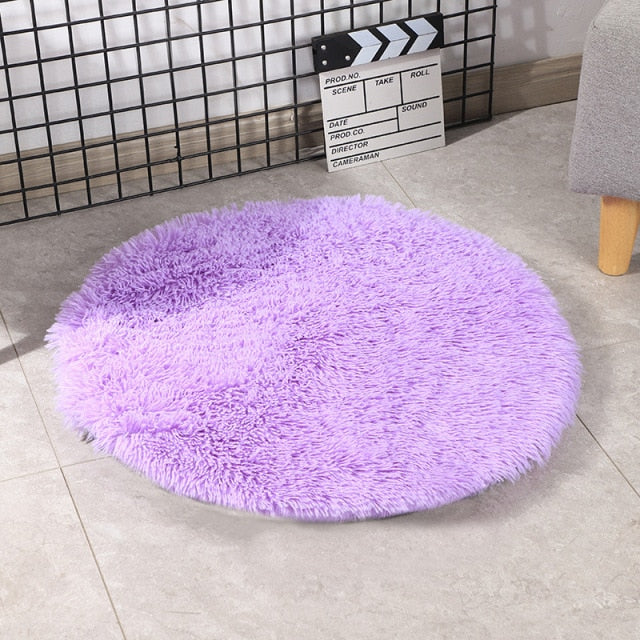 Round Dog Bed Mats Fluffy Fleece Pet Bed Sofa Mat For Dogs Cats Warm Sleeping Blanket Long Plush Puppy Cushion Dog Accessories