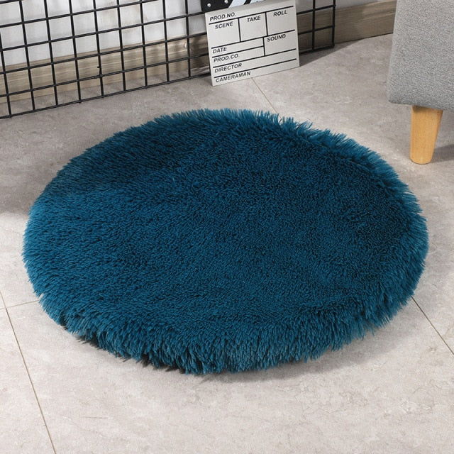 Round Dog Bed Mats Fluffy Fleece Pet Bed Sofa Mat For Dogs Cats Warm Sleeping Blanket Long Plush Puppy Cushion Dog Accessories