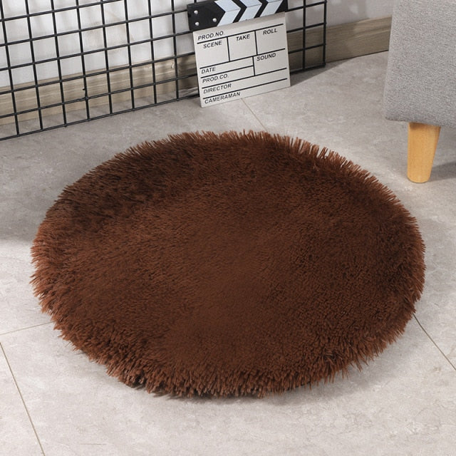 Round Dog Bed Mats Fluffy Fleece Pet Bed Sofa Mat For Dogs Cats Warm Sleeping Blanket Long Plush Puppy Cushion Dog Accessories