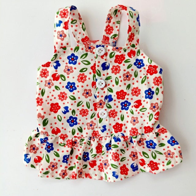 Summer Dog Clothes Cute Floral Sling Dress Thin Skirt Sunscreen For Small Dog Chihuahua Bichon Poodle Costume Puppy Pet Dresses
