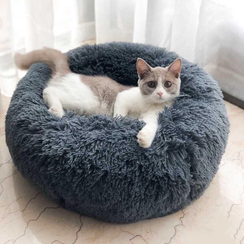 Soft Fluffy Comfortable Pet Dog Bed Cat House Round Dog Kennel Plush Mat Sofa for Cat Dog House New Animals Cat Mat